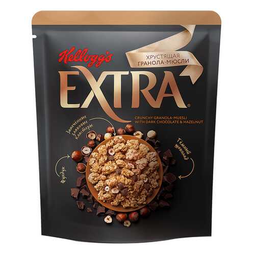 Гранола-мюсли хрустящая Kellogg's Extra с темным шоколадом и фундуком 300 г в ЭССЕН