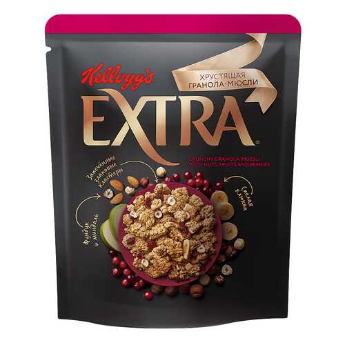 Гранола-мюсли Kelloggs extra хрустящая с орехами, фруктами и ягодами 300 г в ЭССЕН