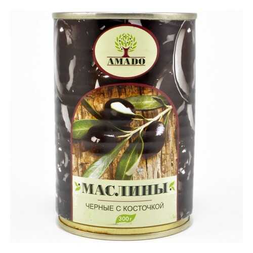 Маслины черные Amado с косточкой 300 г в ЭССЕН