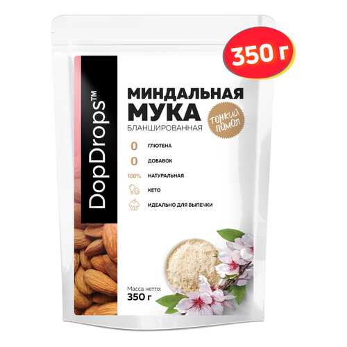 Мука миндальная натуральная DopDrops из миндаля тонкого помола, без глютена, 350г в ЭССЕН