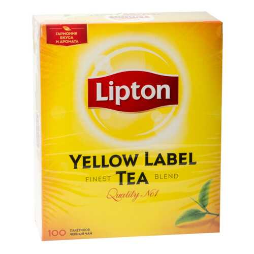 Чай черный Lipton yellow label tea 100 пакетиков в ЭССЕН