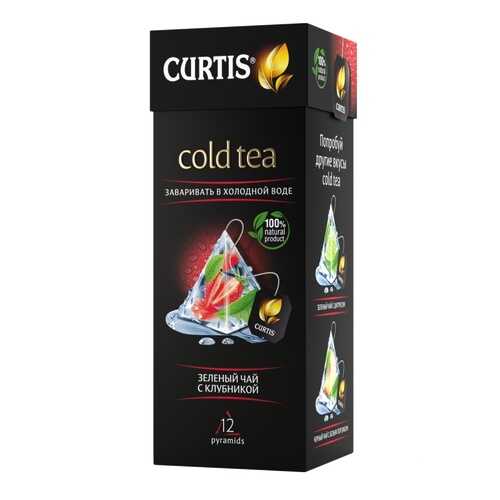 Чай Tea.ru Curtis Cold Tea. Зеленый чай с клубникой, чёрный с добавками, 12 пирамидок в ЭССЕН