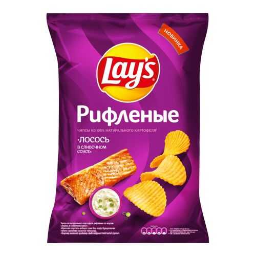 Чипсы Lay's рифленые из натурального картофеля лосось в сливочном соусе 150 г в ЭССЕН