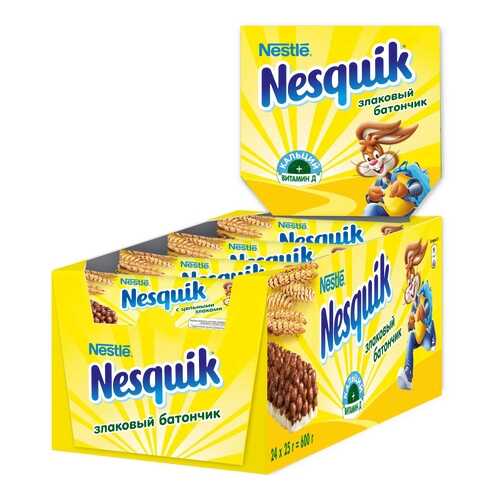 Злаковый батончик Nesquik с шоколадом 24 штуки по 25 г в ЭССЕН