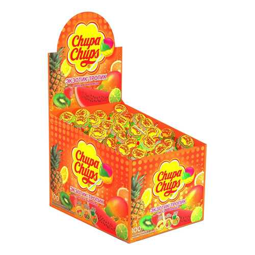 Карамель Chupa Chups экзотик-тропик ассорти 12 г 100 штук в ЭССЕН