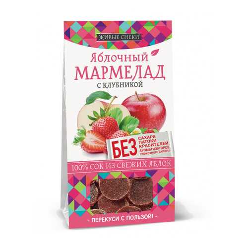 Мармелад яблочный Живые снеки с клубникой 90 г в ЭССЕН