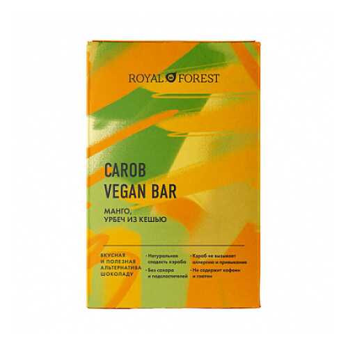 Шоколад Carob Vegan Bar Манго, урбеч из кешью Royal Forest 50 г в ЭССЕН