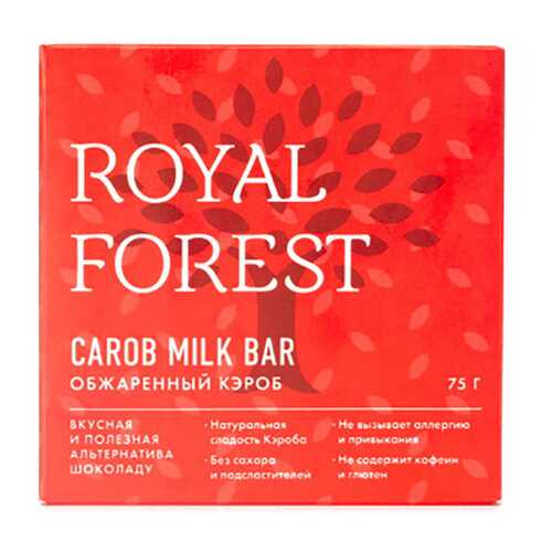 Шоколад Обжаренный кэроб Carob milk bar Royal Forest 75 г в ЭССЕН