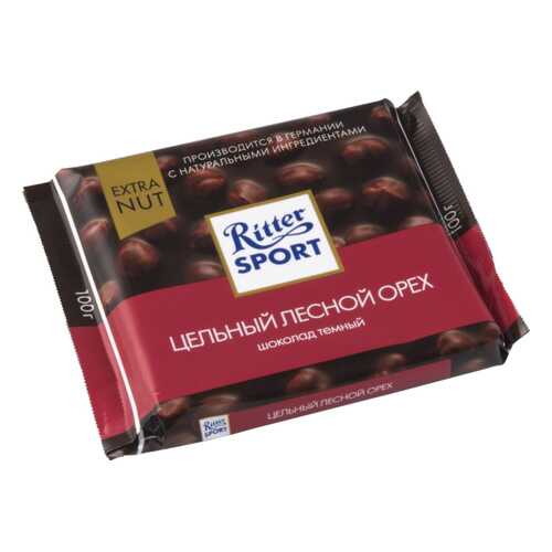 Шоколад тёмный Ritter Sport extra nut цельный лесной орех 100 г в ЭССЕН