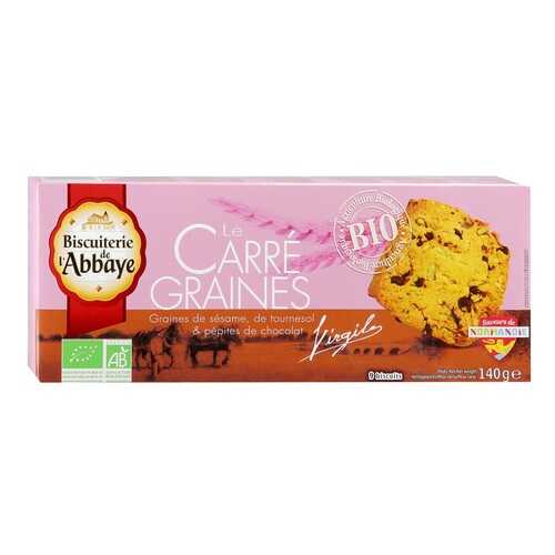 Печенье Biscuiterie de l'Abbaye Le Carre Graine BIO кунжут-подсолнечник-шоколад 140 г в ЭССЕН